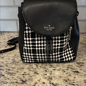 Kate Spade Leila Tweed fabric medium flap backpack